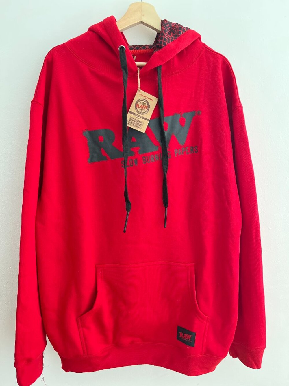 RAW Rolling Papers Red Pullover Hoodie with Stash Pocket